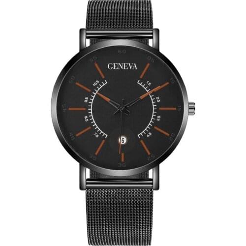 2020 New Fashion Simple Business Ultra Thin Men Watch Mesh Steel Quartz watch creative calendar watch for men Relogio Masculino