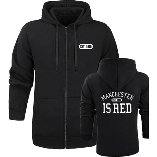 2020 Autumn New England Red Letter Print Sweatshirt Mens Cotton Manchester Fashion Casual Sweatshirt Hooded Slim Jacket