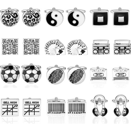 Novelty CuffLinks Mens Fashion Cuff Links Quality Copper Brass Material Novelty Beard/Star/Football Design Best Gift For Men