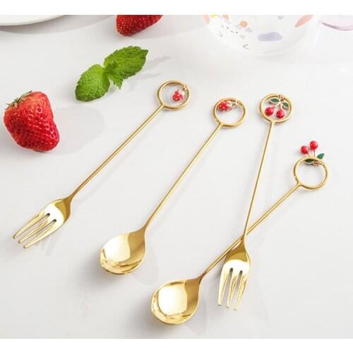 Creative Fruit Pendant Coffee Spoons Afternoon Teaspoon Mixing Stirring Spoon Dessert Spoon Table Decor Party Gift Kitchen Tool