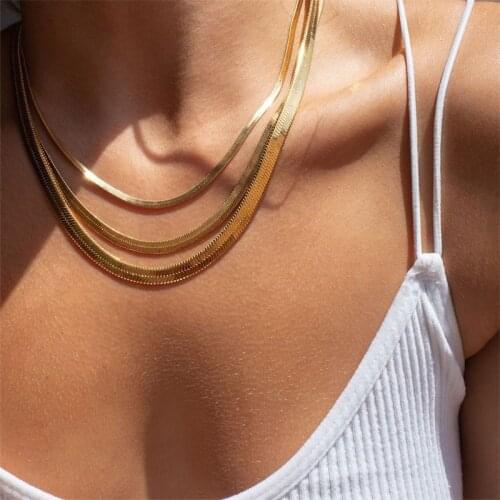 Stainless Steel Snake chain Chocker Necklace Gold Color Choker Necklaces Trendy Romance Women Jewelry gift