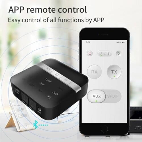 CSR8675 Bluetooth 5.0 Receiver Transmitter 3.5mm AUX Support RCA Wireless Audio Adapter APP Remote Control For Car TV Speakers