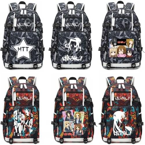 K-ON school bag Hirasawa Yui Akiyama Mio cosplay laptop bag Men Travel bags USB Oxford Backpack