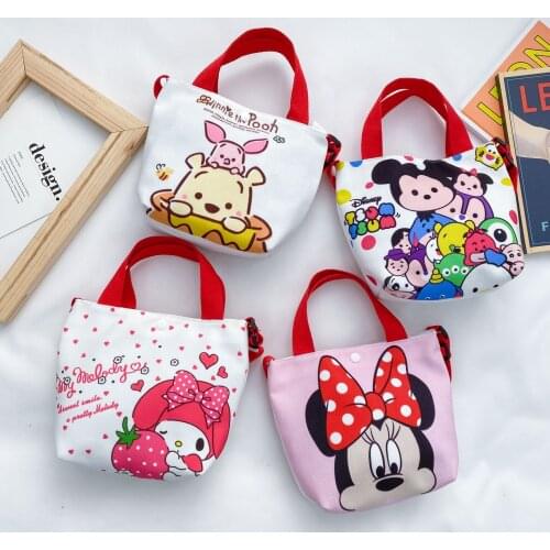 Disney Mickey Minnie Shoulder Messenger Bag for Kindergarten Girls Cartoon Small Bag Parent-child Mobile Phone Snack Bag