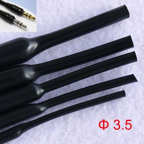 5M 3.5mm Dia 2:1 Ratio Soft Black Gloss Non Halogen Headphone Line Audio Cable Sleeve Heat Shrinkable Tubing Shrink Tube