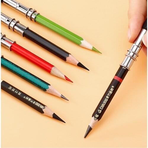 1/3/ 5/10piece pencil extensions metal double headed sketch pencil extension 13cm pen holder stainless steel pencil box
