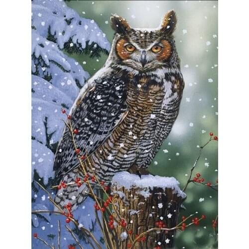 Yumeart DIY 5D Diamond Mosaic Diamond Embroidery Animal Owl Snow Tree Branch Diamond Painting Picture Of Rhinestones Home Decor