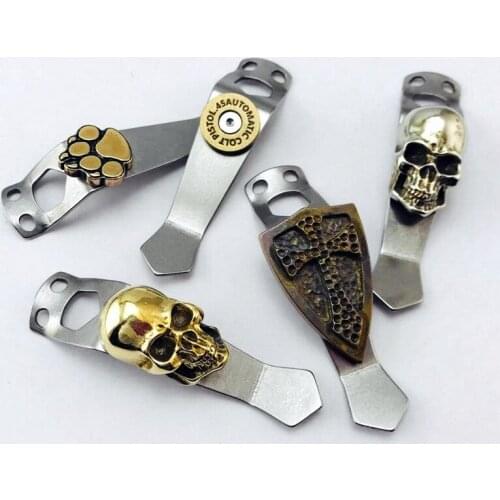 Titanium Alloy Steel Flame Flashlight Back Clip For OKLUMA BOSS Barrel Flashligh MCG Jeff Hanko Machine Works Pattern Skull Fire