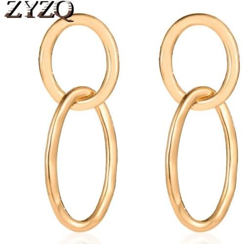 ZYZQ Trendy Letter Eight Shaped Pendant Earrings Rose Gold Color Women Accessories Simple Euro Style Girl Prefer Earrings