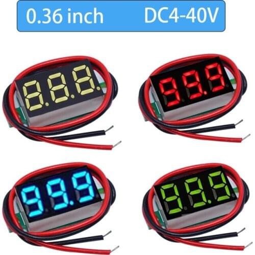 0.36 Inch DC 4-40V Voltmeter 2-Wire/3-Wire LED Digital Display Small Square 3 Digit Three Lines Tnstrumentos Electricos