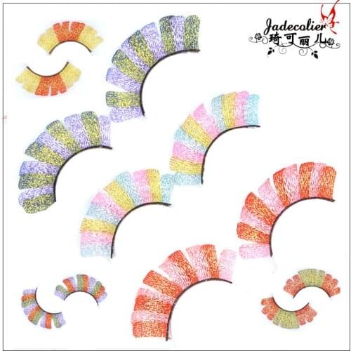 1 Pair Colorful Latin Dance Stage Performance Creative Lace False Eyelash Exaggerated Colorful Beauty Makeup Lashes Tools