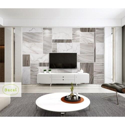 Bacal Concrete Geometric Wallpaper 3d Wall Sticker for Living Room Background 5d White Marble Wall Decor Print 3d Wall Mural