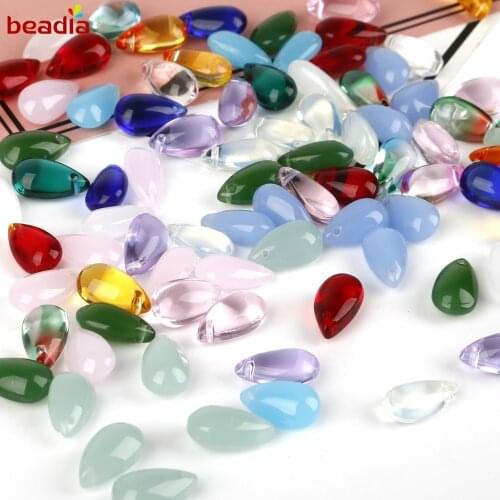 Lampwork Glass Czech Bead Water Drop Oval Gradient Color Beads For Jewelry Making Woman DIY Necklace Findings 14x8mm 5pcs