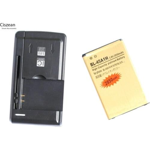 Ciszean 2850mAh BL-45A1H BL45A1H Gold Replacement Battery + Universal Charger For LG K10 F670L F670K F670S F670 K420N K10 LTE
