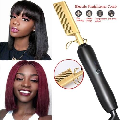 Hot Comb Hair Straightener Electric Hair Flat Iron Hair Curler Wet Dry Use Hair Flat Irons Hot Heating Comb For Hair Styler Tool