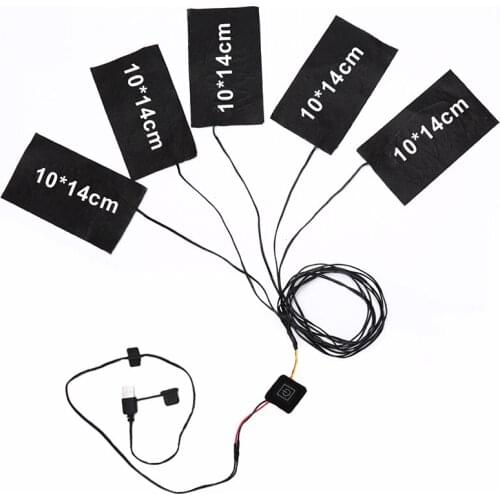 5V USB Charged Clothes Heating Pads Electric Heating Sheet With 3 Gear Adjustable Temperature Heating Warmer Pad For Vest Jacket