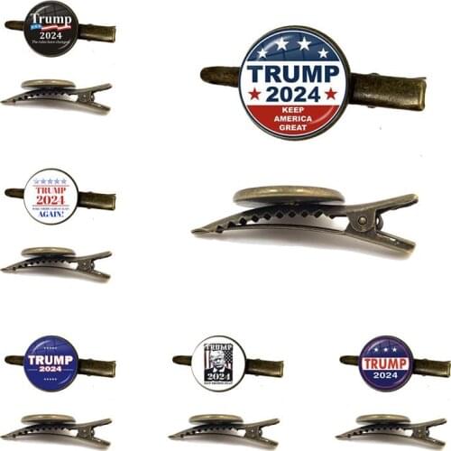 Famous America President Washington Trump 2024 Tie Clip For Men USA President Art Glass Dome Tie Clasp Jewelry
