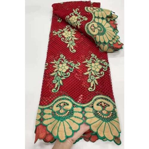 Red French Embroidery Guipure Cord Lace Fabric 2021 High Quality African Lace Fabric French Cord Lace Fabric For Wedding Party