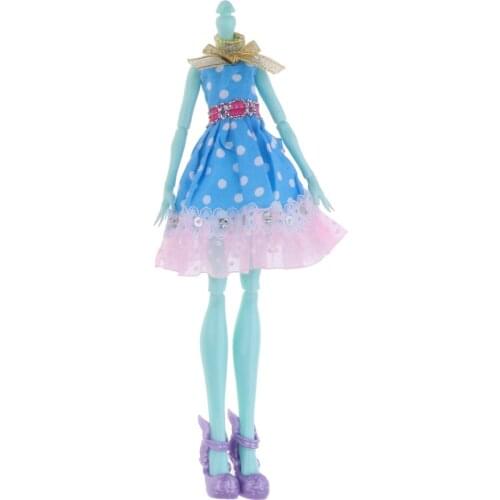 Polyarticular Turnable Blue Skin Doll Body With Dress And High Heels For Dolls