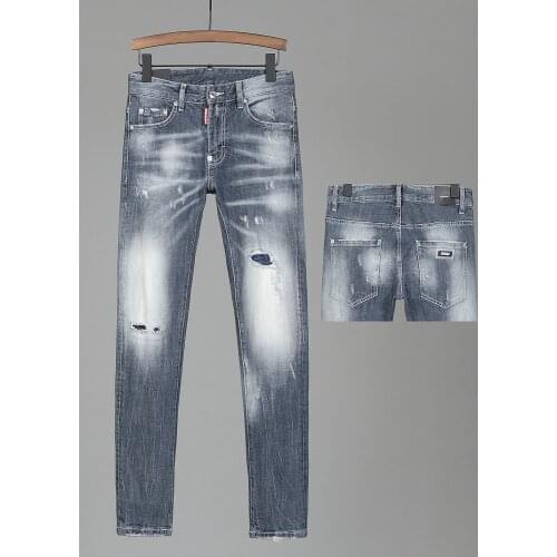 European Nightclub style dsq brand black Italy jeans luxury Men denim trousers Patchwork Slim letter jeans Pencil for D2 men