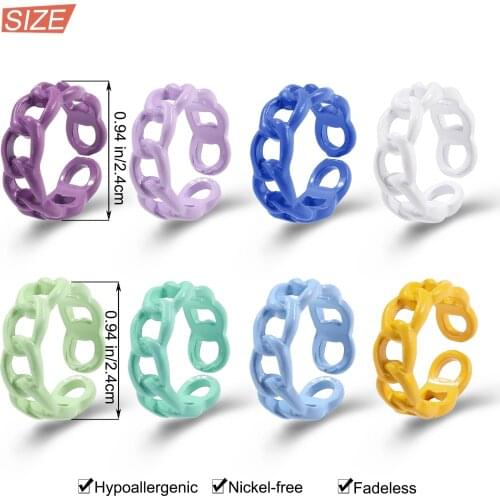 Fashion Hollow Chain Rings For Women Colorful Open Finger Rings 2021 Trend Jewelry Hip-hop Party Gift Ring Jewelry