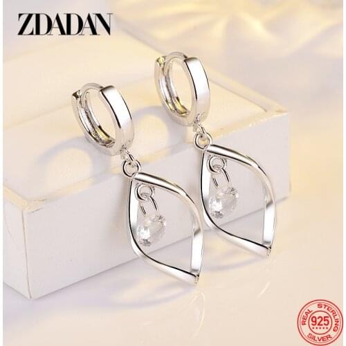 ZDADAN 925 Sterling Silver Fashion Jewelry Twist Drop Earring For Women