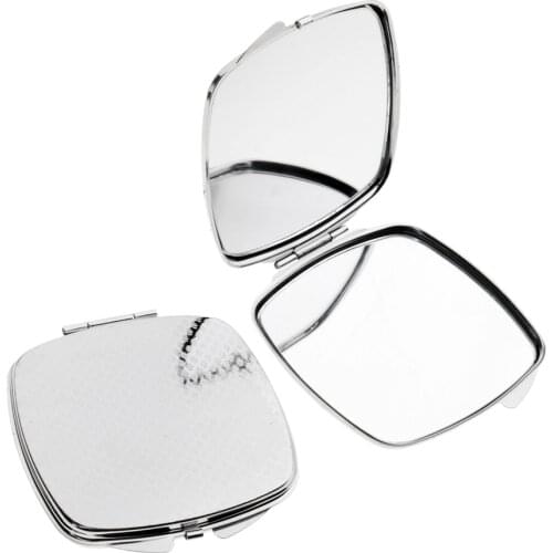 Fashion Womens 2Pcs Square Round Metal Folding Compact Travel Pocket Beauty Makeup Mirror Set