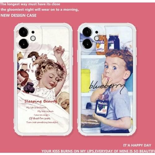 Fashion Little Girl Shockproof Phone Case For iPhone 11 Pro Max 12 XS X XR 7 8 Plus SE 20 12Pro Luxury Soft TPU Clear Back Cover