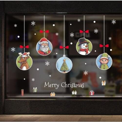 Cartoon Christmas Decoration Wall Sticker Window Glass Door Christmas New Year Wall Decals