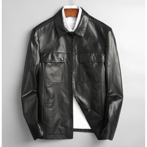 2020 New Classic Men Genuine Leather Jacket Autumn Spring Real Sheepkin Coat