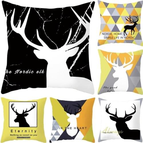 Elk Pillowcase Decorative Sofa Cushion Case Bed Pillow Cover Home Decor Car Cushion Cover Nordic Home Pillow Case 45*45cm