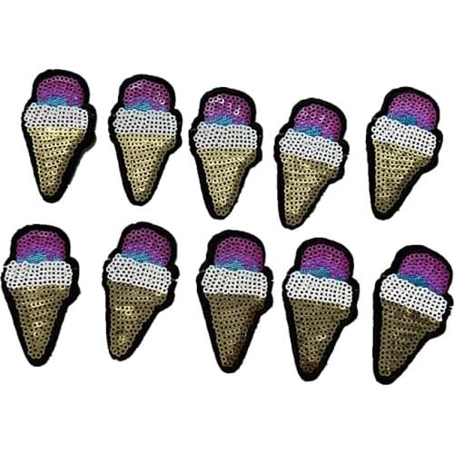 Small sequined ice cream T-shirt patches IRON ON jean cap bags
