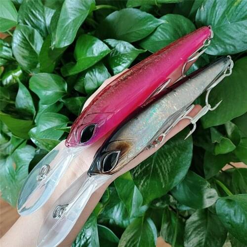 Noeby 2Pcs Deep Diving Big Minnow Bait Artificial Bait 18cm 94g Wobbler Trolling Lure Long Tongue Swimbait Sea Boat Fishing Lure