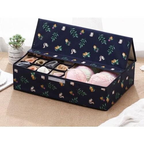 Underwear Organizer Printed Hard Cover Foldable Storage Box Wardrobe Drawer Type Division Organization Breathable Socks Bra Cas