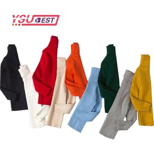1-6Y Girls Children Sweaters Winter Turtleneck Collar Bottoming Tops Kids Clothing Soft Cotton Toddlers Girls Knitting Pullovers