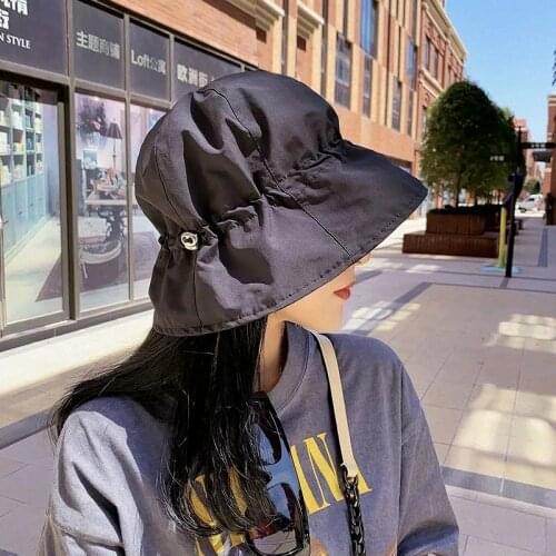 Unisex Bucket Hat With Drawstring Women Bob Summer Light Breathable Female UV Protection Caps Mens Panama Hat Sun Fisherman Hat