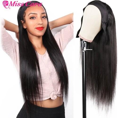 HeadBand Wigs Brazilian Straight HeadBand Wigs Glueless Full Machine Wig For Black Women Remy Bone straight Human Hair Wig