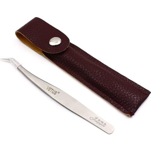 1Pcs VETUS Curved Tweezers Dolphin Design Ultra Rigidity Stainless Steel Tweezers Eyelash Extension Makeup Tool