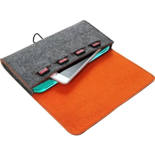 Portable Protective Blanket Grey Carrying Game Case Storage Bag and 4 Game Card Slots Holder for Nintend Switch LIte Console