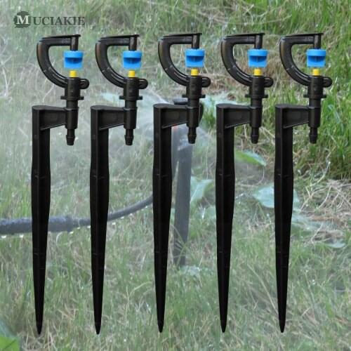 MUCIAKIE 50PCS 180 Degrees Refraction Atomizing Nozzle on 20cm Stake Connection 4/7mm Hose Garden Irrigation Sprinklers