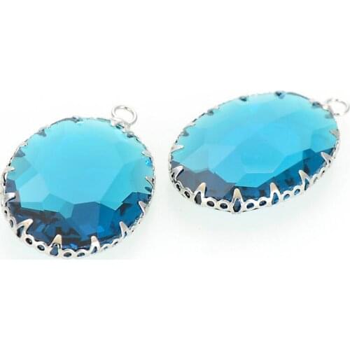 Miasol Faced Crystal Oval Shape Necklace Pendants For Diy Necklaces Jewelry Making