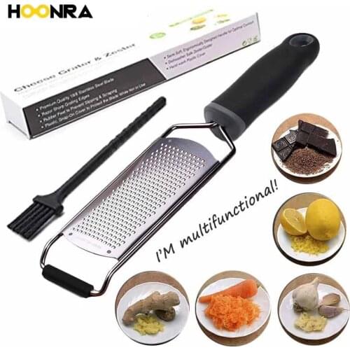 HOONRA Stainless Steel Cheese Zester Chocolate Lemon Ginger Potato Grater Manual Cheese Grater Slicer With Protective Cover