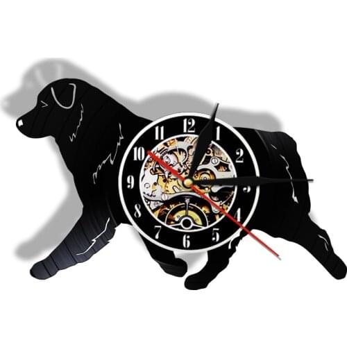 Walking Doggie Canine Portrait Vinyl LP Record Wall Clock Puppy Pet Store Nursery Decoration Hanging Watch Gift For Dog Lover