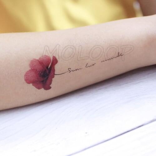 Temporary Tattoo Sticker rose flower letter red cute Little Element Water Transfer Temporary Fake tatto for kid girl men women