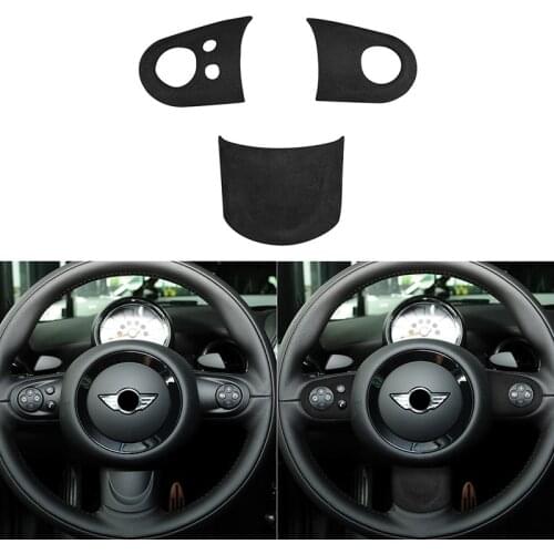 Suede Car Interior Steering Wheel Decoration Cover Trim Stickers for BMW MINI R50 R52 R53 R55 2001-2014 Car Accessories Styling