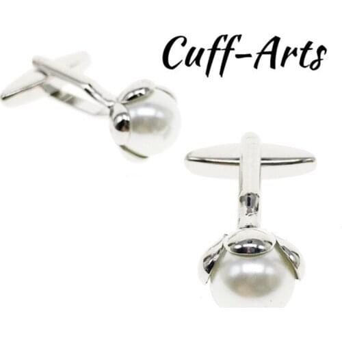 Cuffarts 1 Pair Wedding Cufflinks For Men 2018 Personalised Pearl Setting Cuff Link Elegant Flower Cufflinks C10013