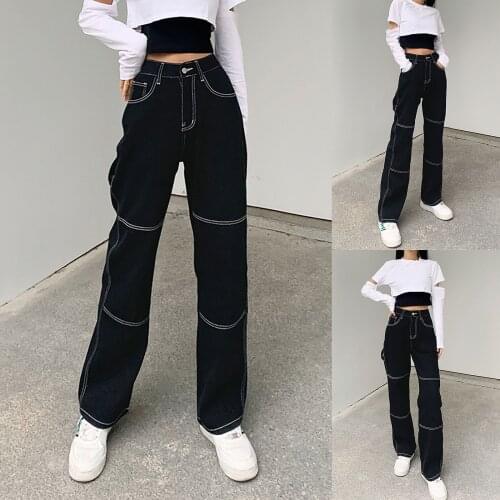Womens jeans casual versatile high waist loose straight pants versatile fashion Korean version SAGACE spodnium 2021