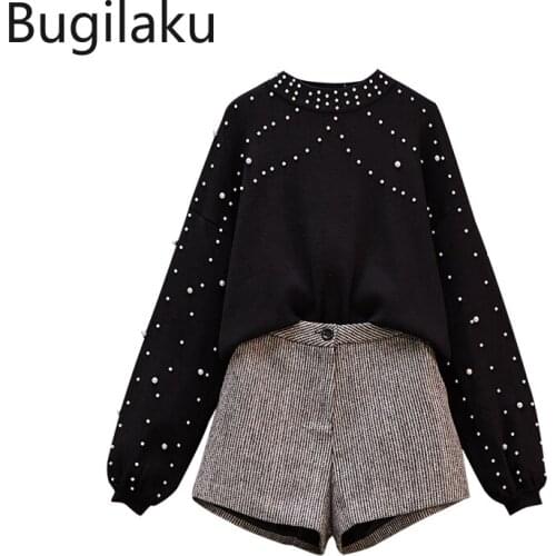 Bugilaku Pearl Decoration Oversized Sweaters Women O Neck Long Sleeve Loose Pullover Jumpers Plus Size 4XL Casual Knit Tops