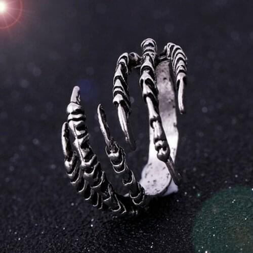 1PCS Resizable Dragon Claw Rings Retro Punk Steampunk Hip Hop Personality Finger Jewelry Men Women Halloween Rings