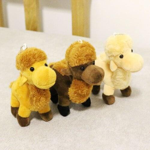 10PCS 15cm Standing Camel Lifelike Favorite Bag Decoration Plush Mini Pendant Keychain Doll Ring Soft Toy